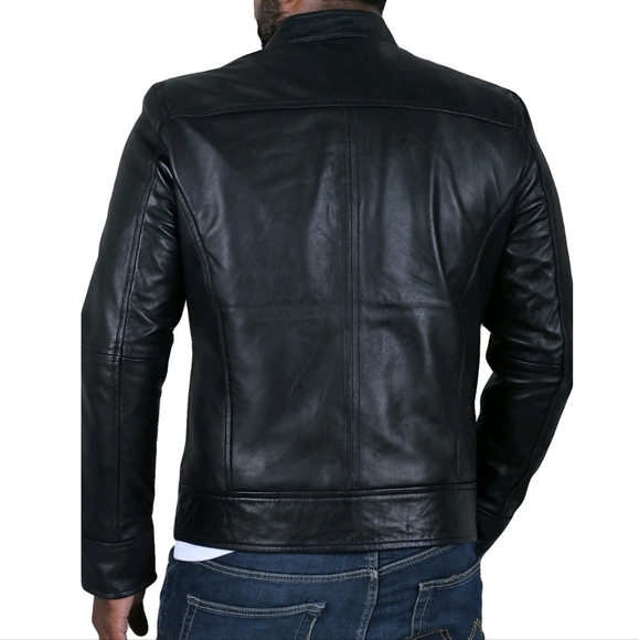 LEATHER BIKER Laverapelle Black Jacket Moto Standup Collar Bomber XL - Picture 3 of 16